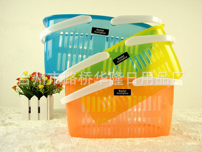 【廠家批發 塑料日用平 多用途 手提購物籃子 裝物品籃子 464】價格,廠家,圖片,家用購物籃、袋、車,臺州市路橋華隆日用品廠-